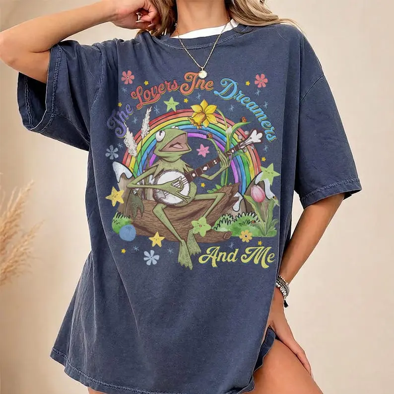 Watercolor Kermit The Frog Muppets Rainbow shirt, The Lovers The Dreamers And Me Tee, Kermit Muppet T-Shirt, Disneyland Family Trip