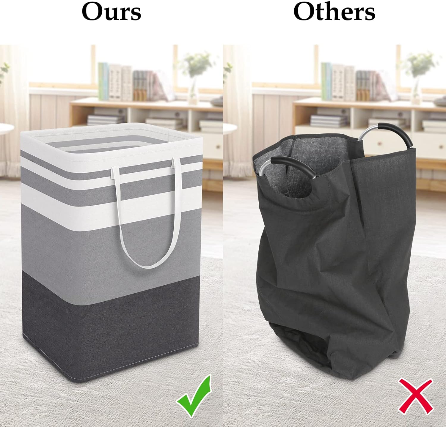 Large Collapsible Laundry Basket Hamper with Easy Carry Handles,Freestanding Clothes Hampers for Laundry, Bedroom, Dorm, Towels, Toys, 75L, Gradient Grey Large Collapsible Laundry Basket Hamper with Easy Carry Handles,Freestanding Clothes Hampers for Laundry, Bedroom, Dorm, Towels, Toys, 75L, Gradient Grey
