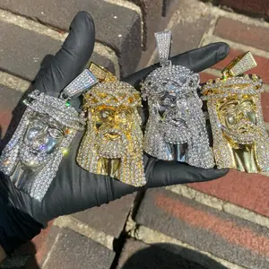 Full Iced Bling Out Mens Large Religious Jesus Head Luxury Pendant