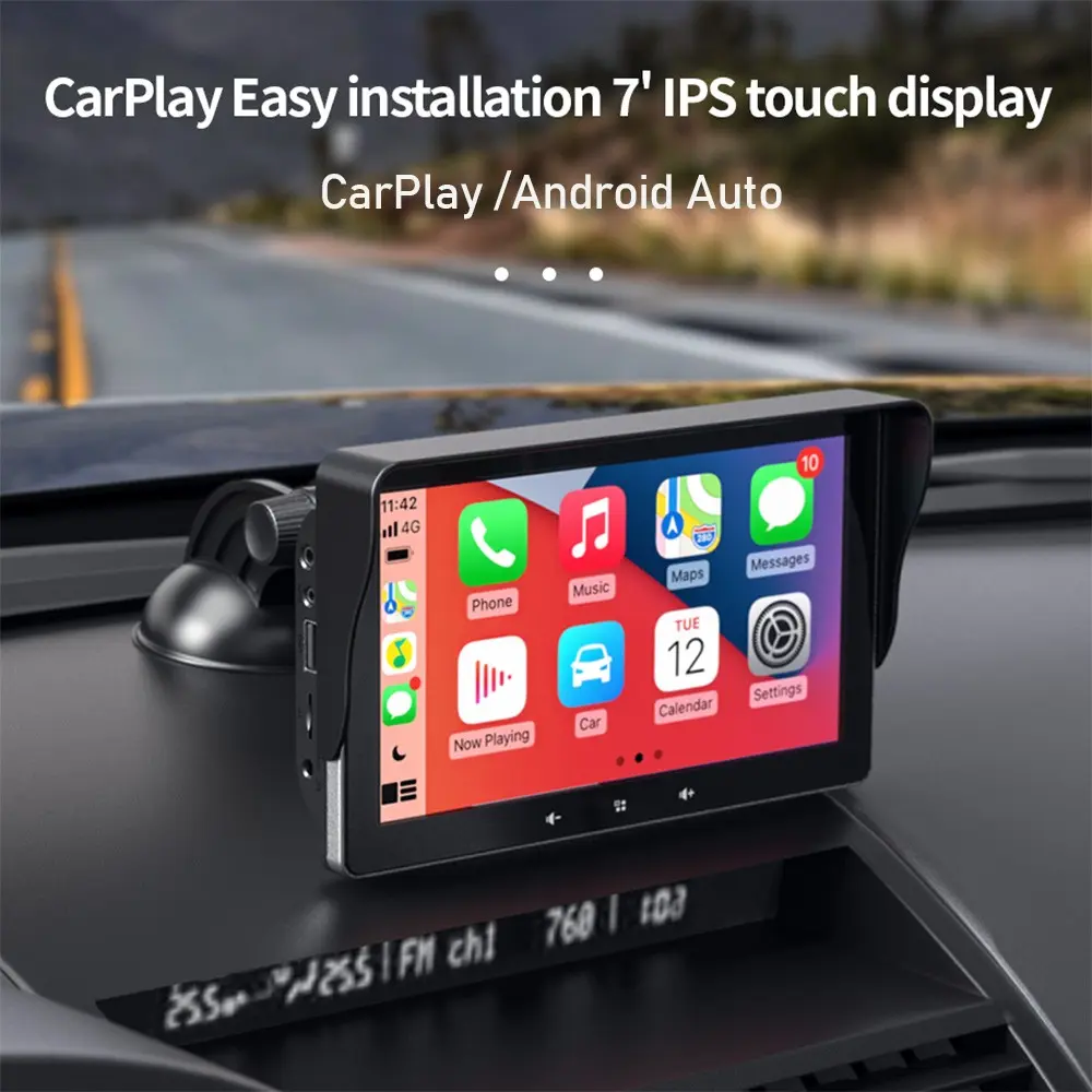 7-Inch Car Radio Multimedia Player, Wireless Carplay & Android Auto, Portable Touchscreen, Bluetooth-compatible FM Aux, Easy Installation