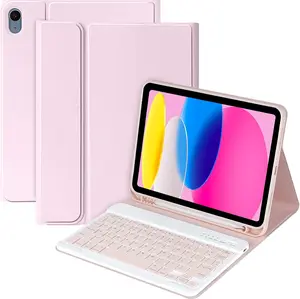 Keyboard Case for iPad 11th Gen (A16, 2025) & 10th Generation (10.9", 2022), for iPad 11th 10th Generation Case with Keyboard,  Detachable  Key Board,Pencil Holder-Pink