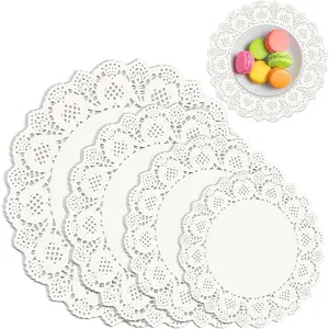 200 Pack Round White Lace Paper Doilies Disposable Decorative Paper Placemats Assorted Size 6.5, 8.5, 10.5, 12 inch Table Paper Pad Mats for Buffet Cake  Party Wedding Tableware Decoration