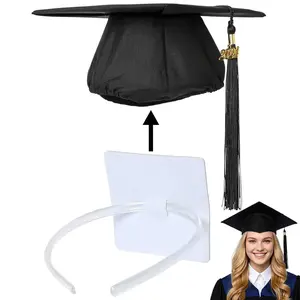 1 Pack Graduation Cap Headband, Grad Cap Insert with Hook & Loop or EVA Foam Sticker, Secure Your Graduation Hat and Hairstyle, Essential Hat Accessory for Graduates,Students, Girls,Clear