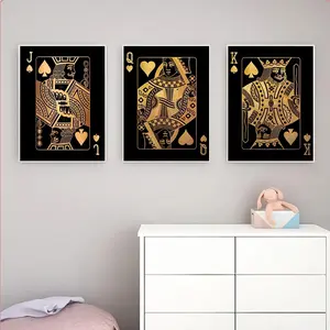 3pcs Playing Card Poster Wall Art, Jack, Queen, and King Poker Card Art Canvas Painting Print Picture, Living Room Home Decor Frameless