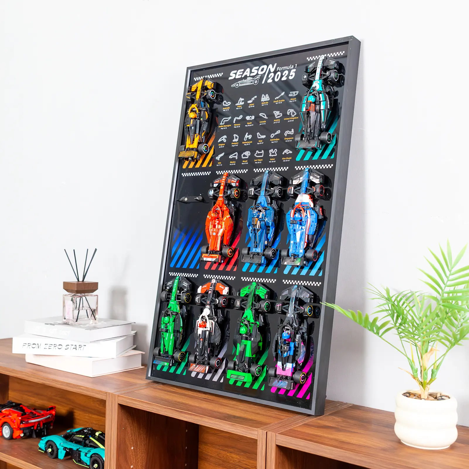 Speed cars Display Wallboard Organiser - Wall Mount Racks, Space-Saving, Easy Assembly, Creative Home Decor for Collectible F1 Model Cars (Car Not Included)