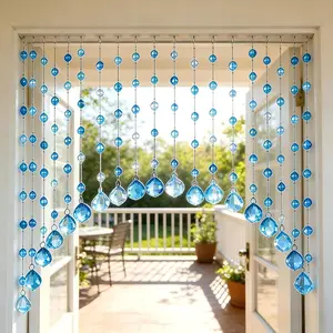 20-Strand Crystal Beaded Curtain, Multicolor Acrylic Arched Room Divider with Rainbow Beads for Bedroom, Living Room, Cafe