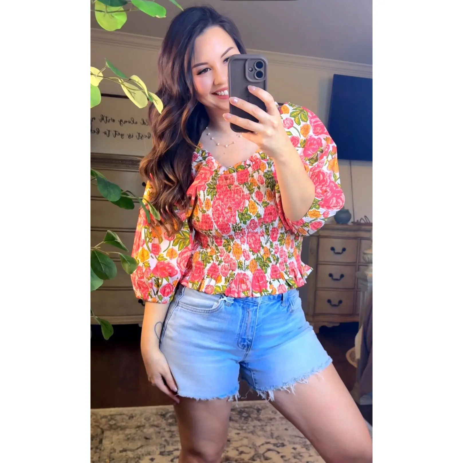 Multi Floral Woven Top