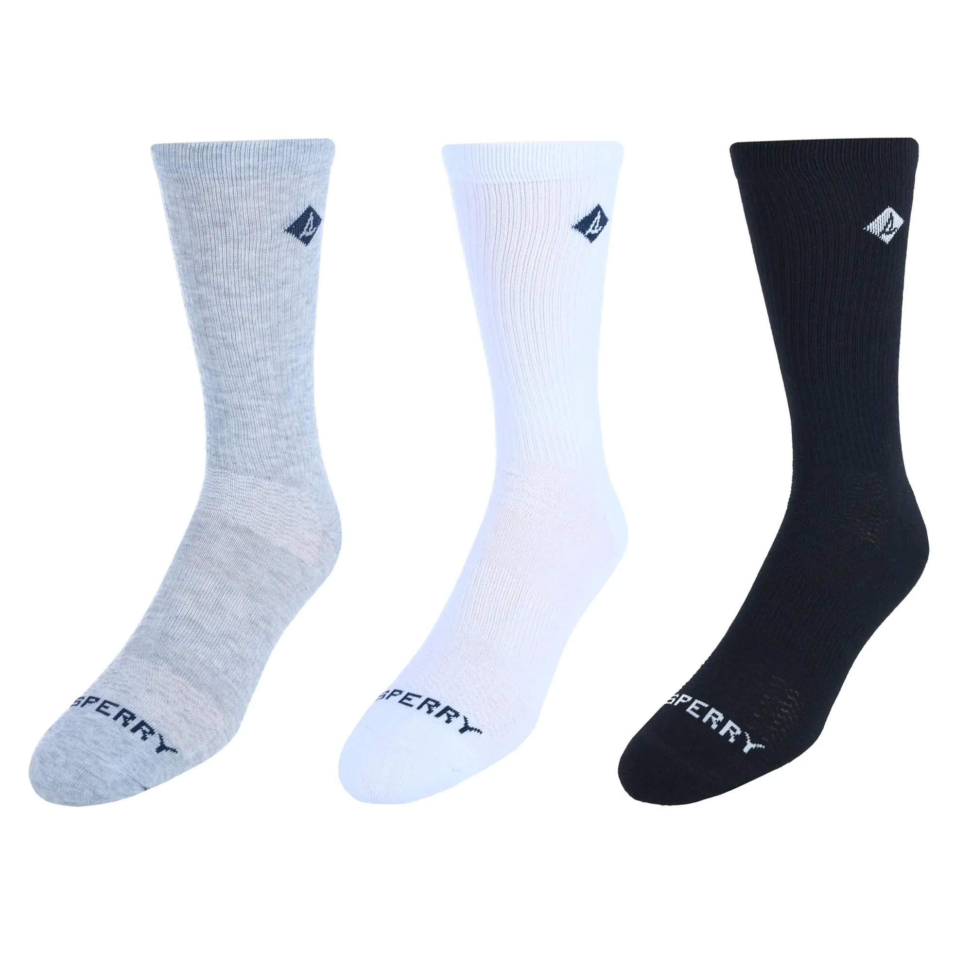Sperry Men's Super Comfort Sneaker Crew Socks (Pack of 3), Casual Socks, Activewear, Athletic, Soft, Sportswear, Adults