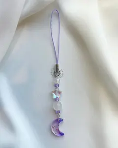 Junbee Studio Handmade Jelly Moon Star Phone Charm with Metal Accents