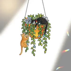 Custom Cat Breed Suncatcher: Hologram Acrylic Window Hanging, Plant Pot & Cats Art