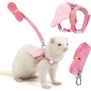 Soft Harness and Leash Set with Bell for Small Pets Like Baby Ferret Rats Hamster Guinea Pig Teacup Chihuahua Mouse