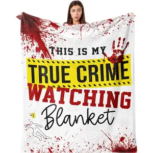 True Crime Gifts for Women, Fans/Lovers - Blanket 60''x50'', Crime Junkie Merch, Serial Killer Merchandise, Horror Blanket, Crime Scene Gift, Printed on One Side with a Plain White Back, Halloween Thanksgiving Christmas Gift