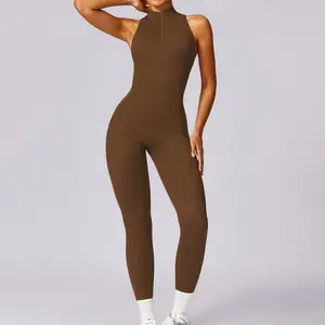 Women’s Solid Color Hollow Backless 4-Way Stretch Yoga Jumpsuit - Moisture-Wicking, Sweatproof, Breathable, Secure Hold for High-Intensity Training, Running/Yoga, Summer Athletic Gym Workout Romper, Four-Way Stretch