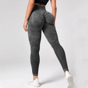 Women Leggings Washing Yoga pants Bubble Butt Push Up Fitness Legging High Waist Scrunch Tight Mujer Gym Seamless Legging