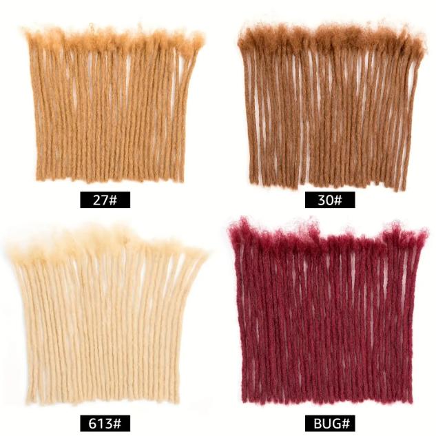 Colored Human Hair Dreadlock Extensions | 0.6cm Width Fully Handmade Locs for Men & Women | Can Be Dyed, Bleached & Curled | Perfect for Halloween, Christmas & Daily Looks