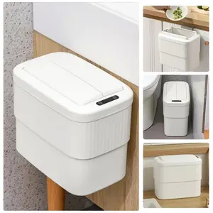 Sensor with Lid 2.5 Gallon,Sensor Garbage Can, Trash Cans,Trash Bin,Mountable/Desk for Compost Bin,Liveroom,Office,White
