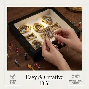 DIY Mini Museum Shadow Box Kit, Personalized Memory Keepsake, Photo Display Frame with Small Statues, Unique Gift Idea