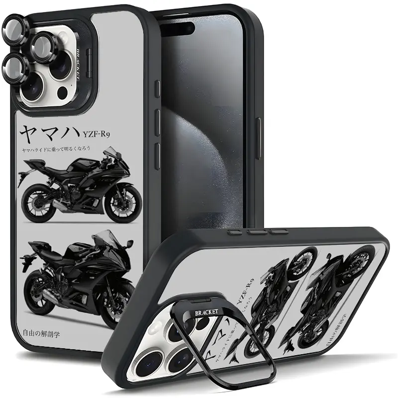 Biker Fan Art Smartphone Case - Sport Motorcycle-Inspired, Cool Tough Durable, Metal Lens Frame, Film Bracket Stand, Full Protection Camera Holder for Samsung, iPhone 17/AIR/16/15/14/13/12/11 PRO PLUS MAX, Cellphone Handheld Devices Accessories 11X-L1239,
