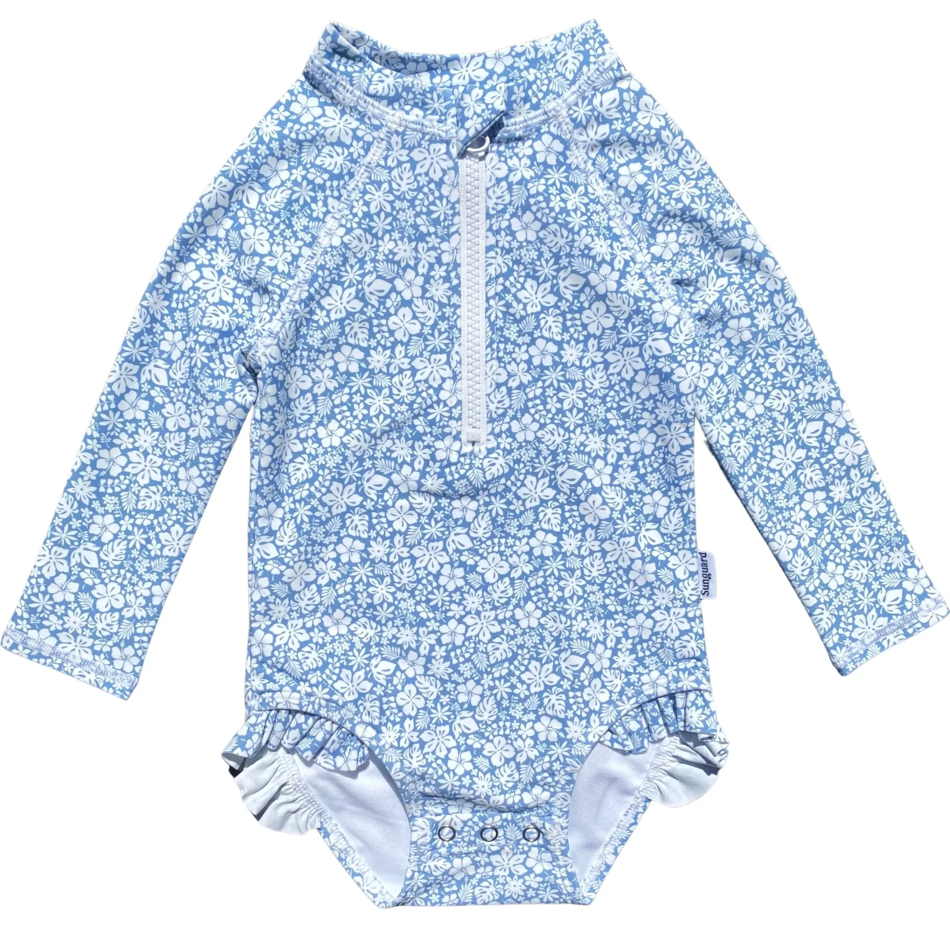 SUNGUARD Emily Baby Sunsuit - Long Sleeve UPF50+ Protection with Half-Zip & Snaps