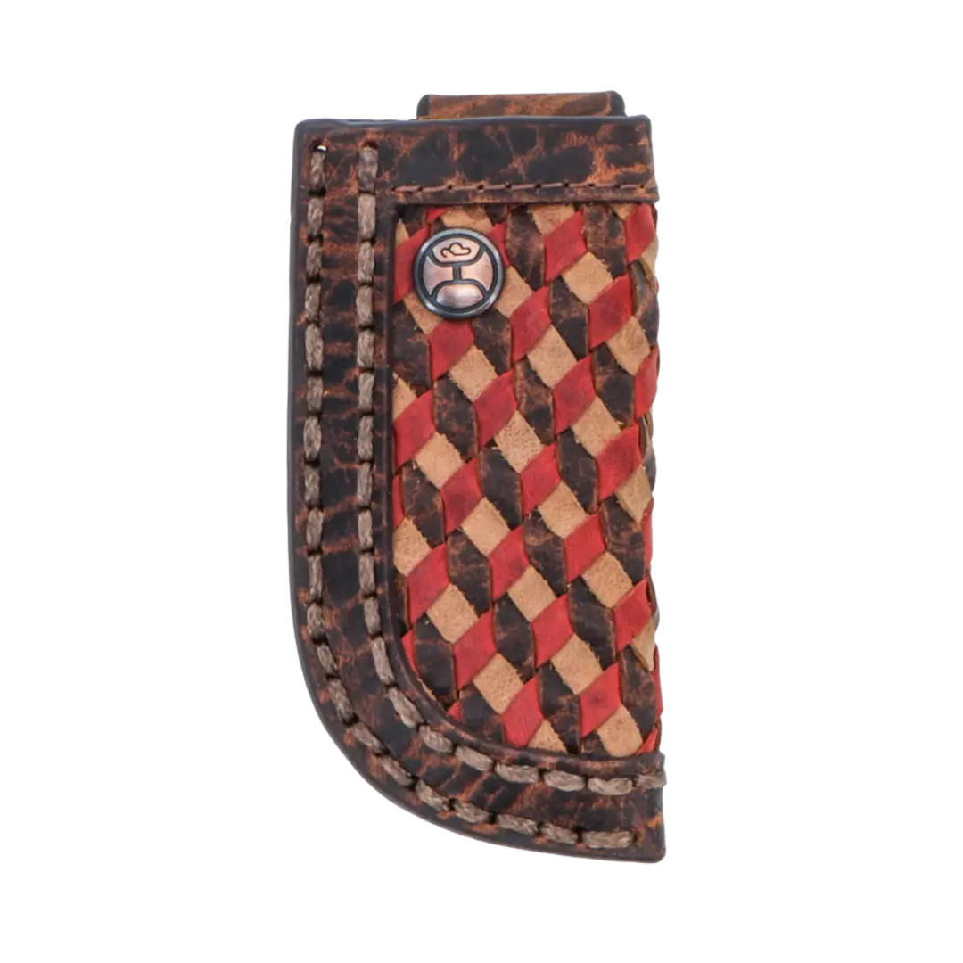 Hooey 'Cusa' Brown & Red Embossed Leather Knife Sheath HKS021-BRRD
