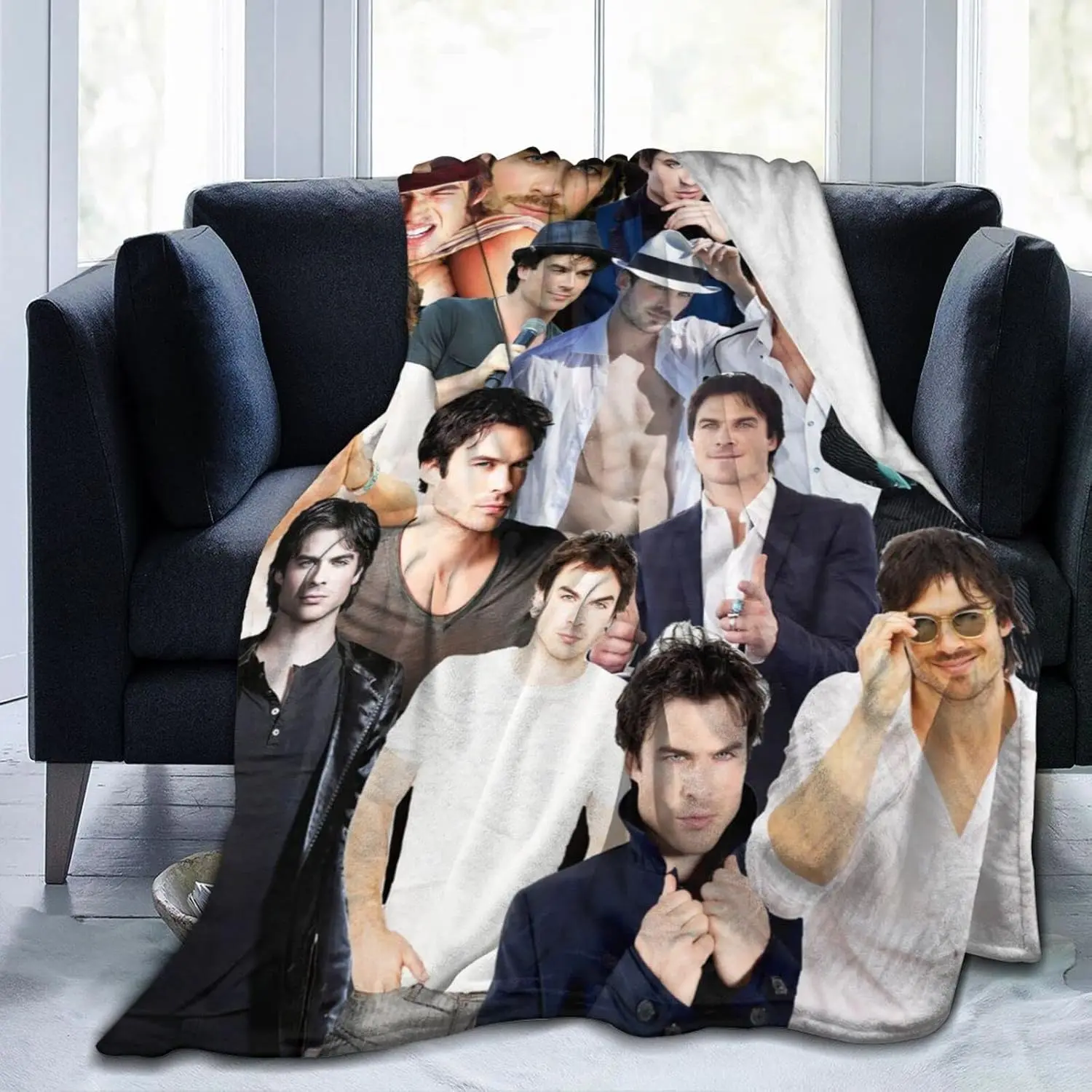 Blanket Ian Somerhalder Soft and Comfortable Wool Fleece Throw Blankets for Sofa Office car Camping Yoga Travel Home Decoration Cozy Plush Beach Blanket Gift…