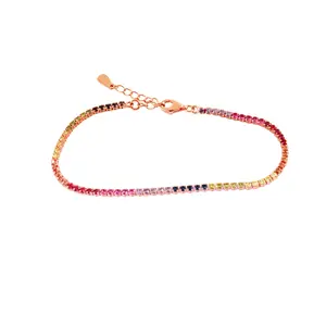 Sterling Silver Multicolor Rainbow CZ Tennis Bracelet