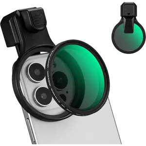 58mm Press-on ND2-32 Phone Lens Filter Kit, Multi-Coated VND Filter Compatible with iPhone 17/16/15/14/13/12 Standard, 16/15/14/13/12 Pro/Pro Max, 58mm Threaded Filters