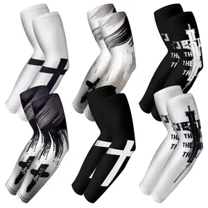 6/10Pairs Faith Cross Arm Sleeve Christian Cooling Arm Sleeves Bible Verses Arm Sleeves for Men Women Football Basketball Baseball Running Cycling Summer Outdoor Activities Protection Arms