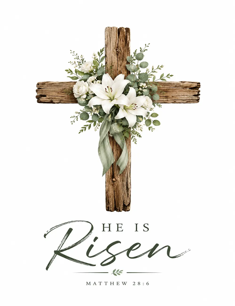 He Is Risen Wall Art, Matthew 28:6 Christian Poster, Easter Bible Verse Wall Decor, Resurrection Scripture Print, Rustic Cross Religious Artwork, Farmhouse Christian Home Decor for Living Room Bedroom Church Office Gift Faith Inspired Gift for Family Home