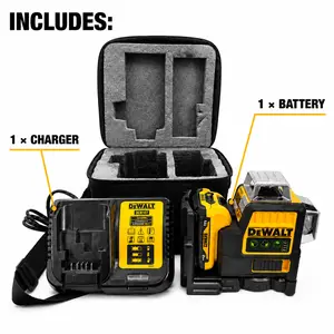 Dewalt DW089LG 3 Sides 360 Degree Vertical 12V Lithium Battery 12 Lines Laser Level with Green Meter for Outdoor Construction & DIY Projects