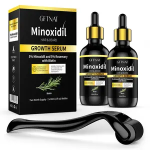 GFTNAT5% Minoxidil Hair and Beard Serum for Man -60 ml (2 pcs), Hair Care Solution for Comfortable Styling