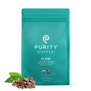 Purity Coffee FLOW Medium Roast Whole Bean – USDA Organic Arabica Specialty Coffee, Smooth Balanced Flavor, 12oz Bag Premium Whole Bean Coffee