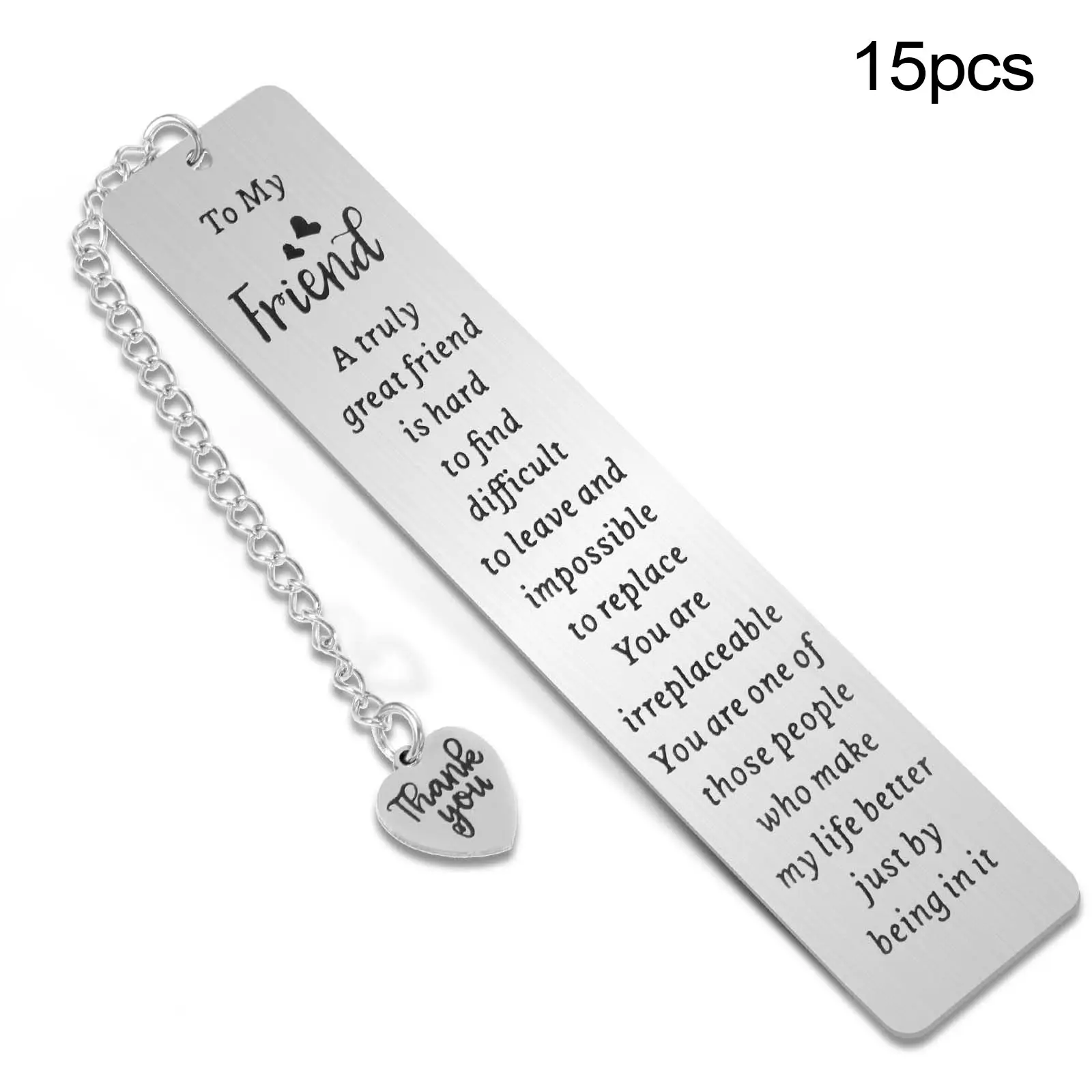 Stainless Steel Bookmark, Engraved Bookmark with Heart Shaped Pendant, Durable Design Bookmark for Everyday Use, Book Accessories