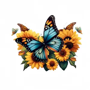 Durable Nylon Butterfly & Sunflower Stickers, Decorative Art Decals for Laptops, Desktops, Windows, Walls, Car Safety Bars, Glass