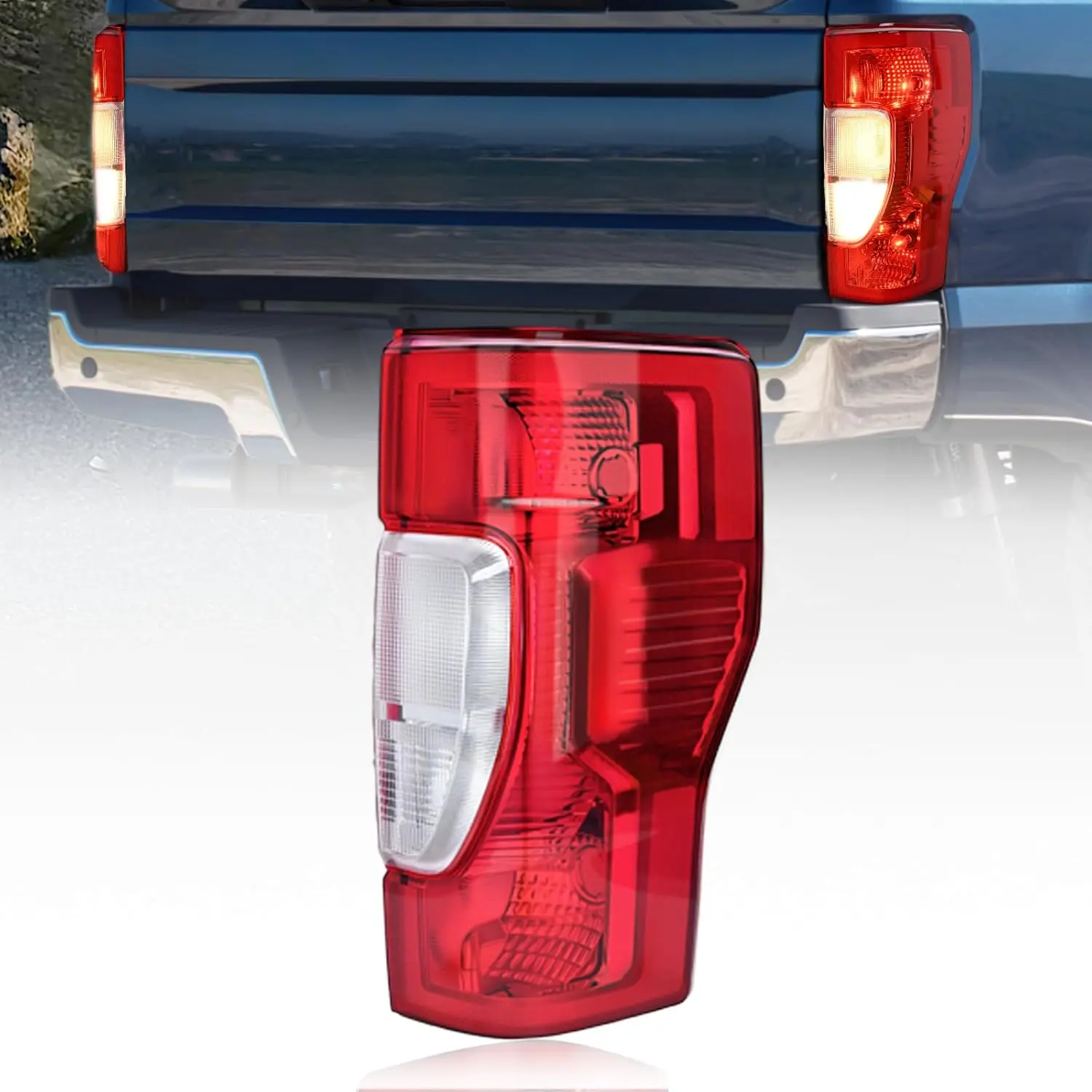 Nilight Halogen Rear Taillight Assembly - Strong, High-Impact, Shock-Resistant, Waterproof Car Indicator Light for Passenger Side, Compatible with 2020-2021-2022 Ford F250 F350 Super Duty (Non-Blind Spot Type) for Safety Drive