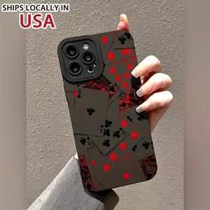 Poker Card Pattern Phone Case, Anti-drop Phone Protective Cover, Phone Accessory Compatible with iPhone 15 14 13 12 11 Series Protector Screen Protector Durable Protection Casing Smartphone