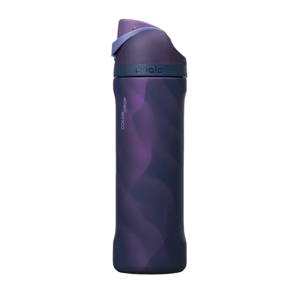 Owala FreeSip Arctic Storm 24oz/32oz – Purple Iridescent Stainless Steel Water Bottle, Vacuum Insulated Leakproof Travel Sports Tumbler