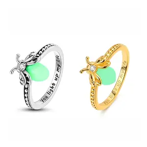 "You Light up My Life" Silver-plated Firefly Ring, Fluorescent Ring with Elegant Gorgeous Design, Perfect Gift for Her