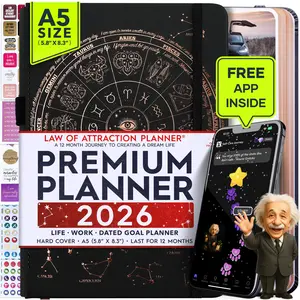 Law of Attraction Planner 2026 - A5 Size Weekly & Monthly Life Organizer with Vision Board Gift Box & Stickers with Panduo App Inside