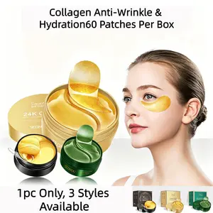 24k Gold Collagen Eye Patches, Under Eye Mask, Dark Circles, Puffiness, Wrinkles, Hydrating Snail Protein, Instant Brightening