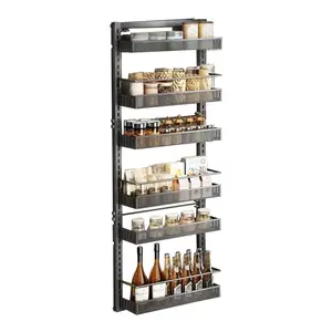Adjustable Height Carbon Steel Door Shelf Organizer, 6 Tier Pantry over the Door Organizer, Wall-Mounted&Hanging over the Door Spice Rack, Detachable&Scratch-Resistant