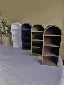 Rounded Mini Bookshelf - Compact & Functional Design for Small Spaces - Enhance Your Shelf with Mini Books and Accessories Kit