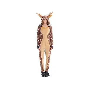 ChromaChic LEE 2025 New Christmas Reindeer Cosplay Costume Khaki Spotted Fawn Stage Performance Outfit with Antler Accessories for Christmas Party Stage Performances Themed Shoots