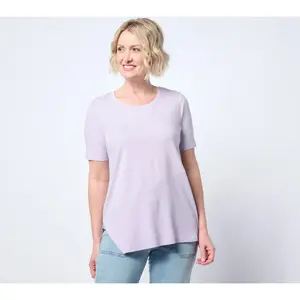 AnyBody Cozy Knit Asymmetrical Ribbed Hem Knit Top