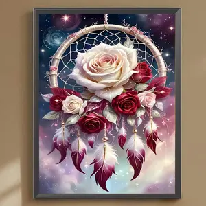 Flower Dream Catcher Pattern DIY Diamond Arts Colorful Painting Kit without Frame, DIY 5D Diamond Arts Colorful Painting Kit, Wall Art Decor for Home, Diamond Painting Kits