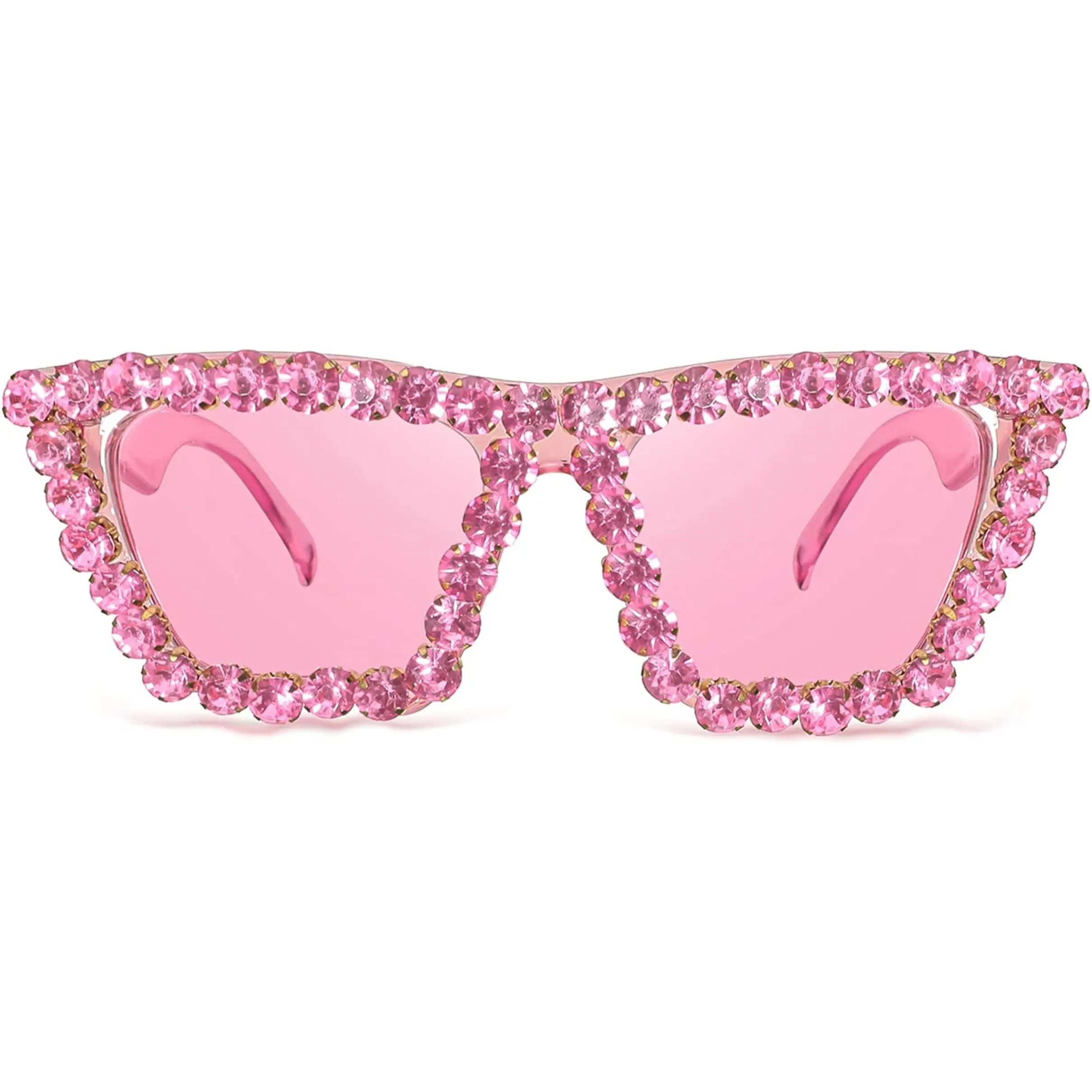 FEISEDY Women Crystal Square Cat Eye Sunglasses Sparkling Trendy Retro Cateye Sunglasses B2898