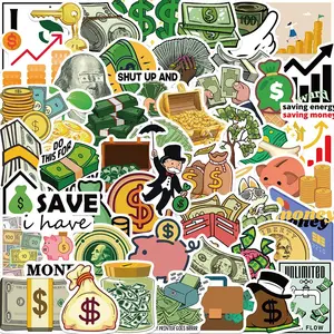 Cartoon Money Pattern Sticker, 50pcs/set Funny Money Themed Decorative Sticker, DIY Decals for Water Bottle, Laptop, Phone Case, Scrapbooking, Journal Making, Ornaments