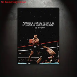 1 set of frameless canvas print posters, classic realistic Artwork, Motivational art, Celebrity Focused, inspirational quotes from famous people, ideal gift for boxing enthusiasts, home, mural, wall decoration