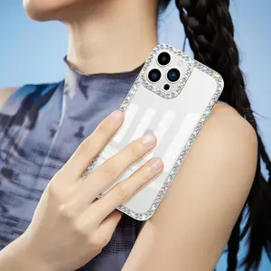 【Fashion iPhone Case】Bling Diamond Rhinestone Clear Phone Case, 3D Glitter Sparkle Gem Design, Soft Silicone Shockproof Anti-Scratch Cover, Cute Girly Protective Case for iPhone 12-17 Pro Max Plus