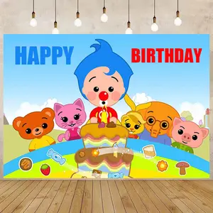 P-lim Plim Photography Backdrop Clown Baby Shower Happy Birthday Party Photo Background Photo Studio Props Decor Banner Tapestry Flag